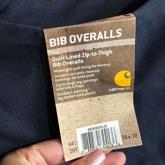 NWT Carhartt Insulated Duck Zip to Thigh Bib Overall Quilt Lined size 38x32 - Picture 11 of 16